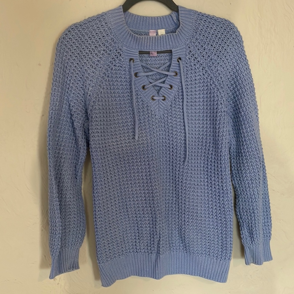 blue knit sweater